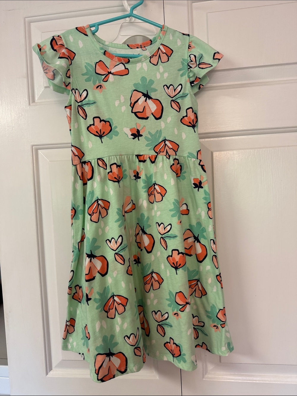 jumping beans Mint Green Dress with Orange Floral Print